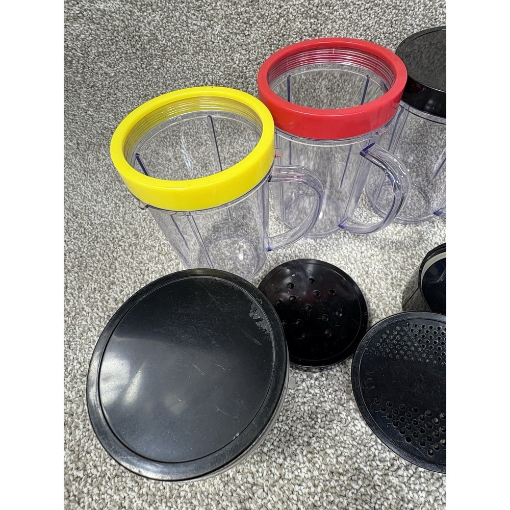 Magic Bullet Replacement Cups w/ Handles Color Rim Rings Tops Shaker 13 Pc Lot - Picture 6 of 9